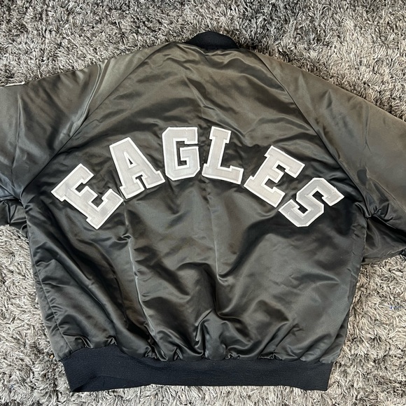 Vintage Rare Black Chalkline Philadelphia Eagles Satin Jacket Large - Picture 2 of 10